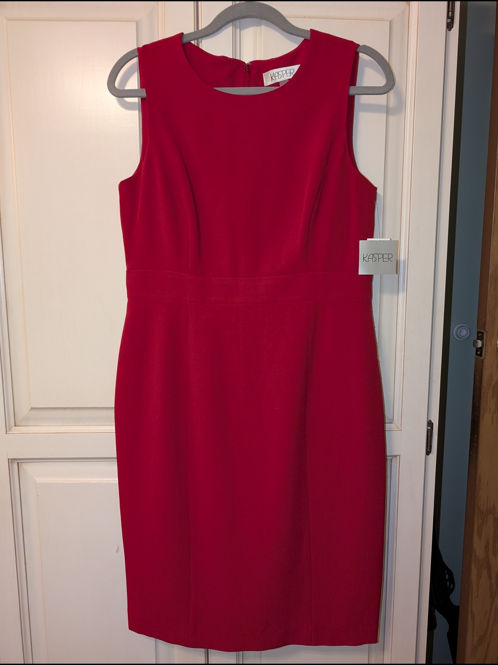 Kasper Sleeveless Fire Red Midi Sheath Dress NWT